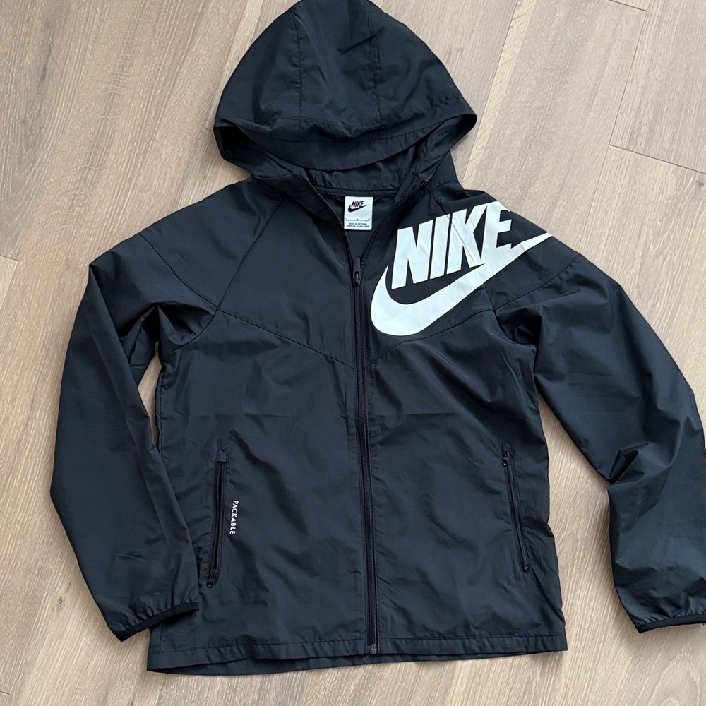 Nike Kids Black Hooded Raincoat